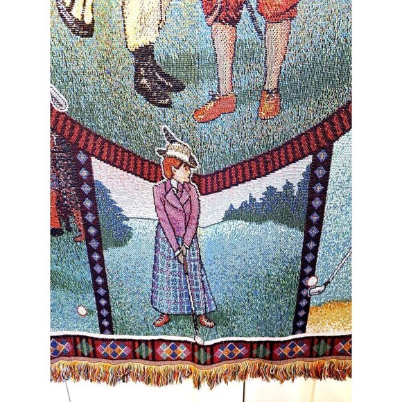 American Weavers Vintage Tapestry Blanket Golf Themed - Picture 5 of 11